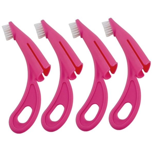 4 PCS Pet Finger Toothbrush Cat And Dog Oral Cleaning Tool Soft Brush(Rose Red)