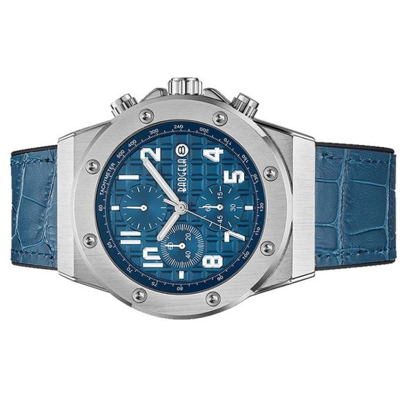 BAOGELA 1805 Sports Quartz Men Watch Luminous Silicone Watch(Silver Shell Blue Surface)