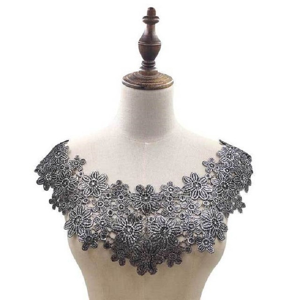 Silver Lace Collar Three-dimensional Hollow Embroidered Fake Collar DIY Clothing Accessories, Size: About 45 x 26cm