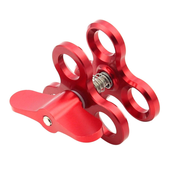 PULUZ Triple Ball Clamp Close Hole Diving Camera Bracket CNC Aluminum Spring Flashlight Clamp for Diving Underwater Photography System(Red)