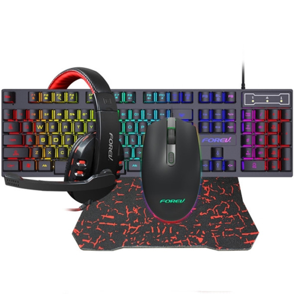 FOREV FV-Q809 Keyboard + Mouse + Mouse Pad + Headset Four-Piece Set for Office, Game