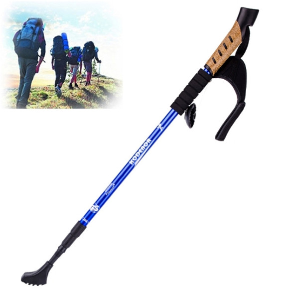 KODENOR Outdoor Mountaineering Portable Foldable Aluminium Alloy Straight Handle Alpenstocks Trekking Poles, Length : 66-135CM (Blue)