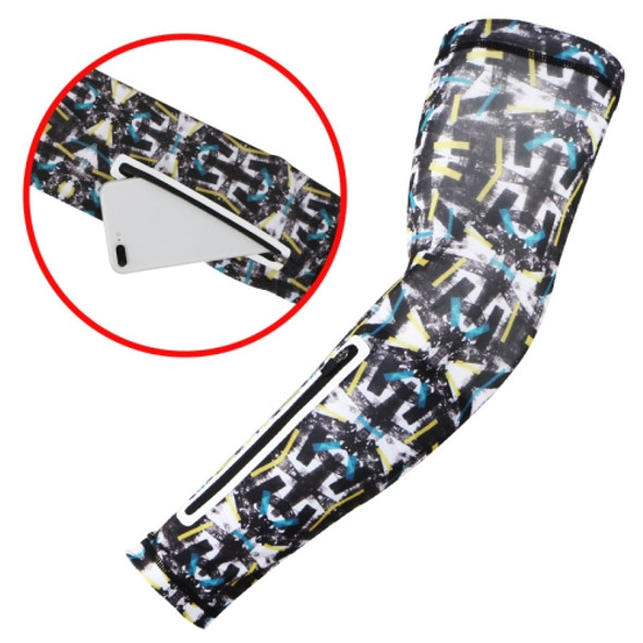 Sports Multi-Function Sunscreen Ice Sleeves with Zipper Pocket, Size: L(Technology Blue Long Version)
