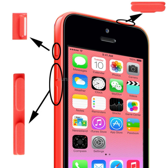 3 in 1 Mute Button + Power Button + Volume Button for iPhone 5C(Pink)