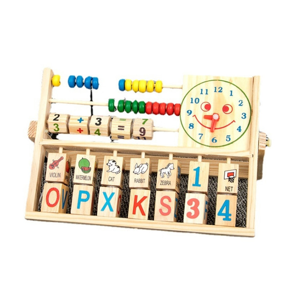 Wooden Children Alphanumeric Smiley Face Fun Flip Board Animal Cognition Abacus Early Education Toys
