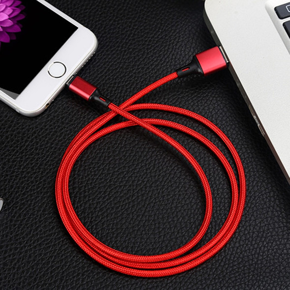 4 PCS 2.4A USB-C / Type-C to USB Braided Fast Charging Sync Data Cable, Length: 2m (Red)