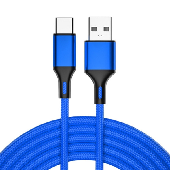 4 PCS 2.4A USB-C / Type-C to USB Braided Fast Charging Sync Data Cable, Length: 1m (Blue)