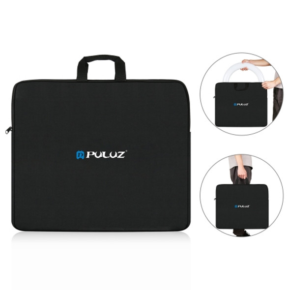 PULUZ 46cm Ring LED Lights Portable Zipper Storage Bag Carry Handbags, Size: 48cm x 55cm (Black)
