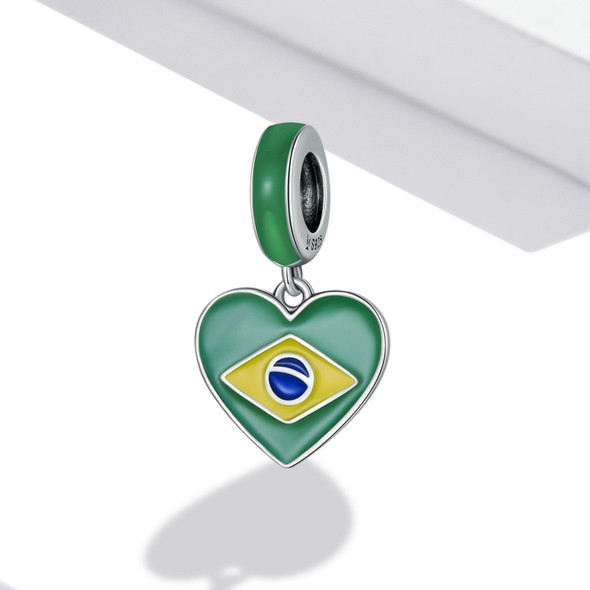 S925 Sterling Silver Brazilian Flag Pendant DIY Bracelet Necklace Accessories