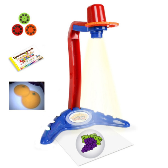 Children Multifunctional Writing Drawing Board Projection Lamp, without Watercolor Pen(Red)