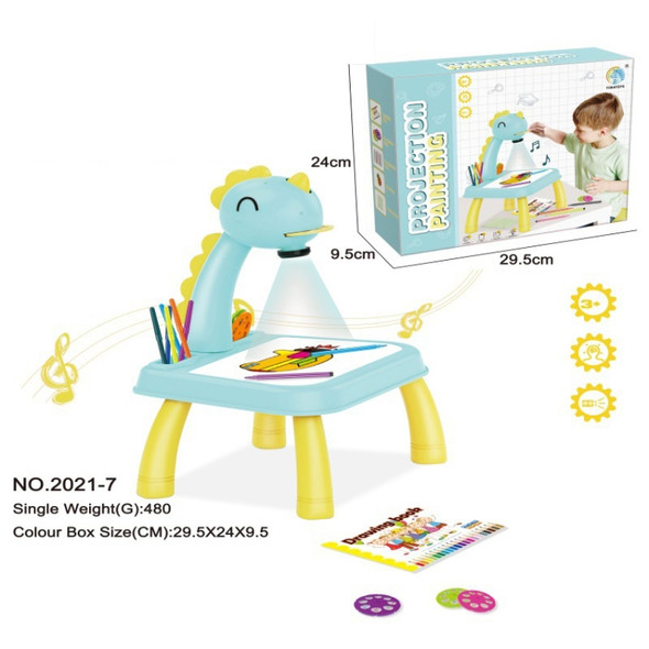 Children Multifunctional Projection Painting Toy Writing Board, wthout Watercolor Pen, Style: Dinosaur Blue