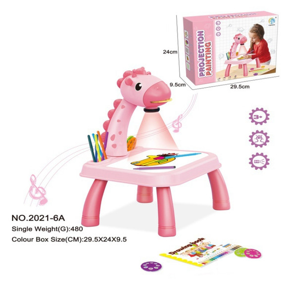 Children Multifunctional Projection Painting Toy Writing Board, wthout Watercolor Pen, Style: Giraffe Pink