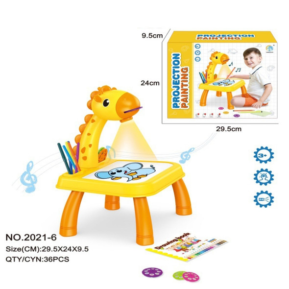 Children Multifunctional Projection Painting Toy Writing Board, wthout Watercolor Pen, Style: Giraffe Yellow