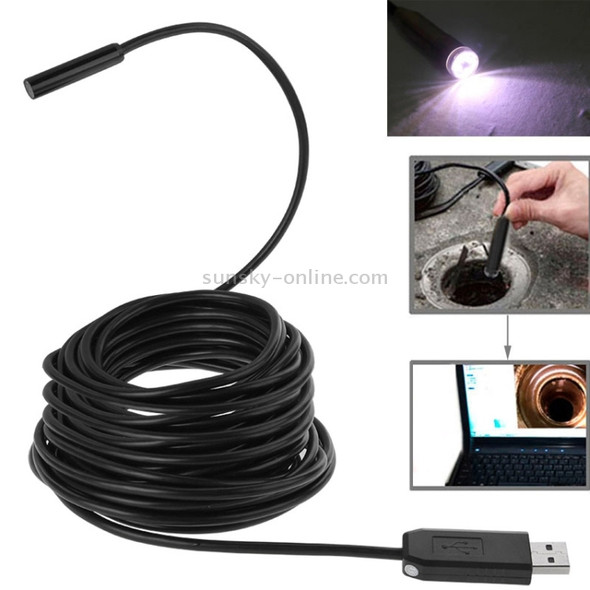 Waterproof USB Endoscope Inspection Camera with 6 LED, Length: 15m, Lens Diameter: 9mm(Black)