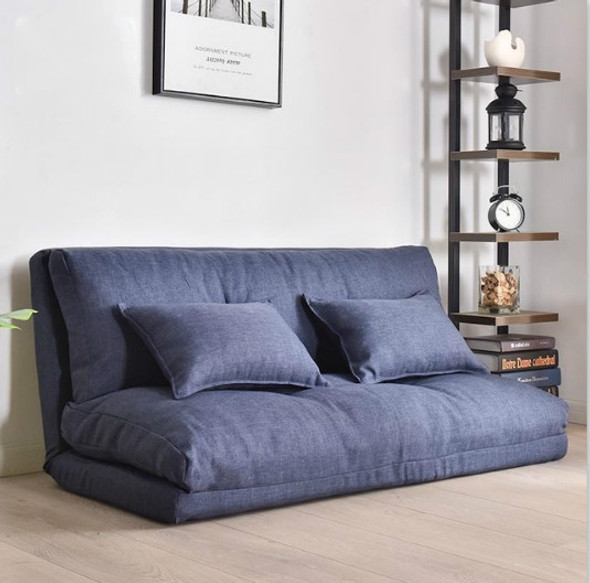 Double-purpose Small Apartment Bedroom Multi-functional Folding Lazy Little Sofa Bed(120cm Dark Blue)