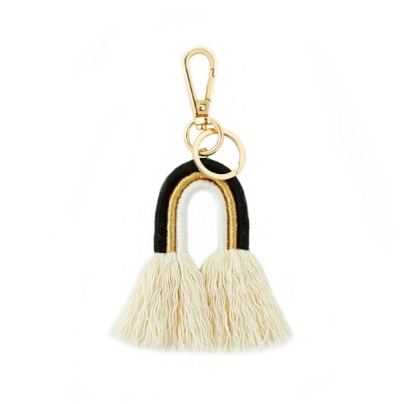 2 PCS Hand-Woven Bohemian Tassel Bag Pendant(Black Color K68204)