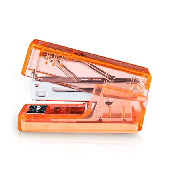 2 PCS Deli NS083F Mini Handheld Office Small Stapler(Transparent Orange)