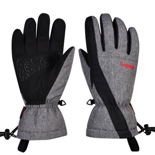 Boodun Five-Finger Ski Gloves Windproof Waterproof Finger Touch Screen Keep Warm Gloves, Size: S(Black Gray)