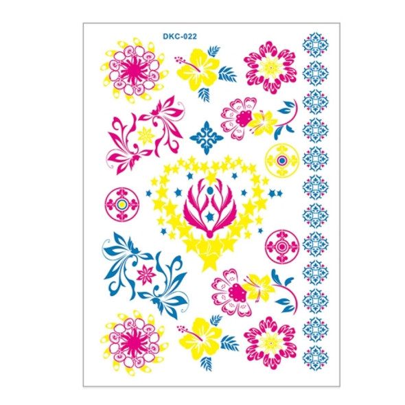 10 PCS Fluorescent Flower Arm Tattoo Sticker Face Sticker Waterproof Feather Tattoo Arm Tattoo Sticker(DKCS022)