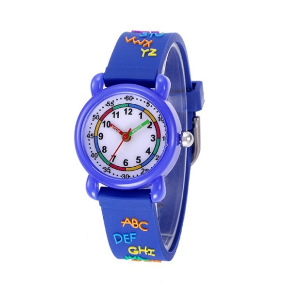 JNEW A335-20094 Children 3D Cartoon Letters Rubber Shell Waterproof Quartz Watch(Blue)