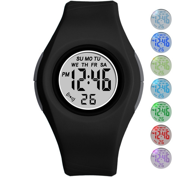 SYNOKE 8140 Student Jelly Colorful Luminous Waterproof Digital Watch(All Black)