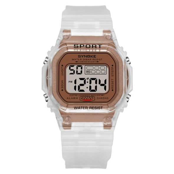 SYNOKE 9620 Couple Sports Plastic Strap Electronic Watch(Transparent Coffee)