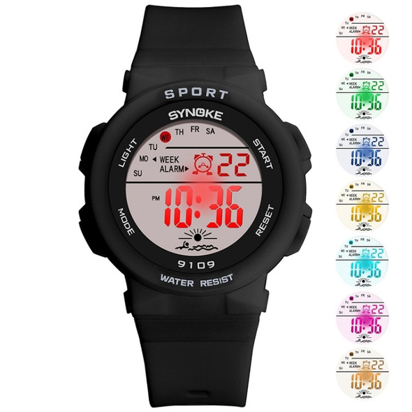 SYNOKE 9109 Student Multifunctional Waterproof Colorful Luminous Electronic Watch(Black)