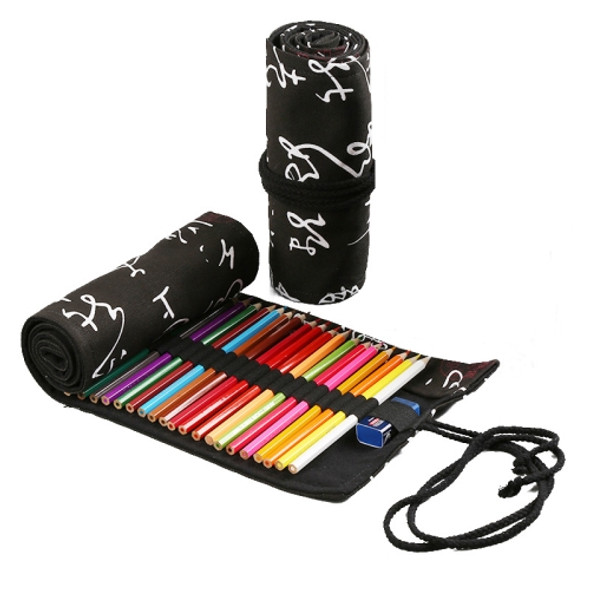 72 Holes Black Calligraphy Canvas Pen Curtain  Sketch Color Pencil Bag