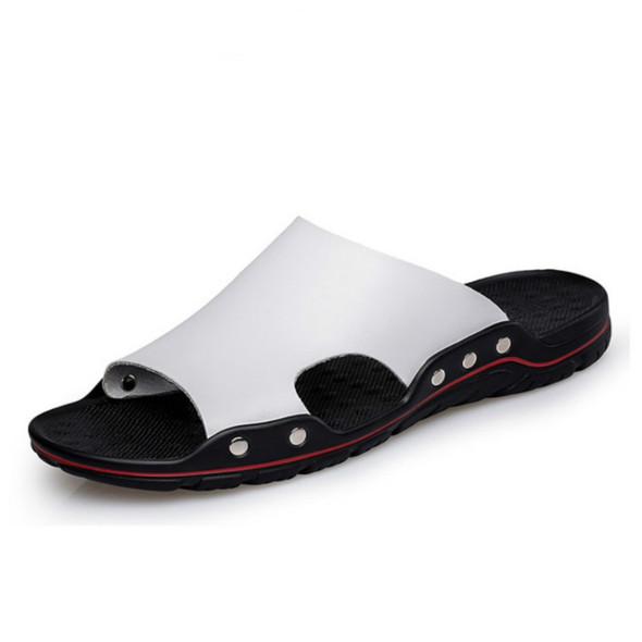 Men Casual Beach Shoes Slippers Microfiber Wear Sandals, Size:40(White)