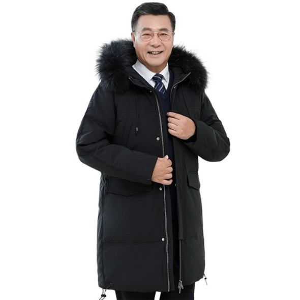 Winter Middle-aged Men Thickening Cold-proof Down Jacket (Color:Black Size:XL)