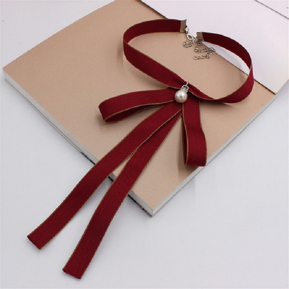 Women Wild Uniform Bow-knot Bow Tie(Red Wine)