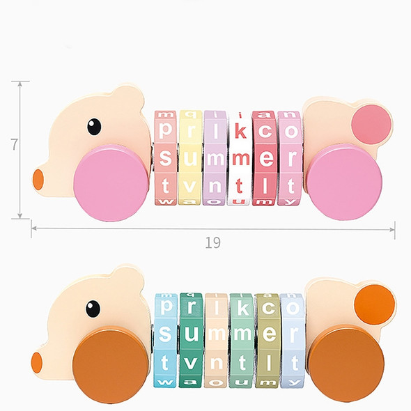 Children Number Puzzle Arithmetic Multicolor Rotating Shaft Baby Early Education Wooden Teaching Aids, Style: Bear Pink