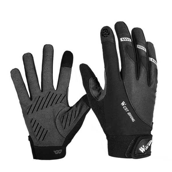 WEST BIKING YP0211209 Bicycle Gloves Shock Absorber Anti-Slip Touch Screen Glove, Size: XL(Black)