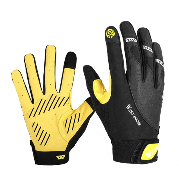 WEST BIKING YP0211209 Bicycle Gloves Shock Absorber Anti-Slip Touch Screen Glove, Size: M(Yellow Black)