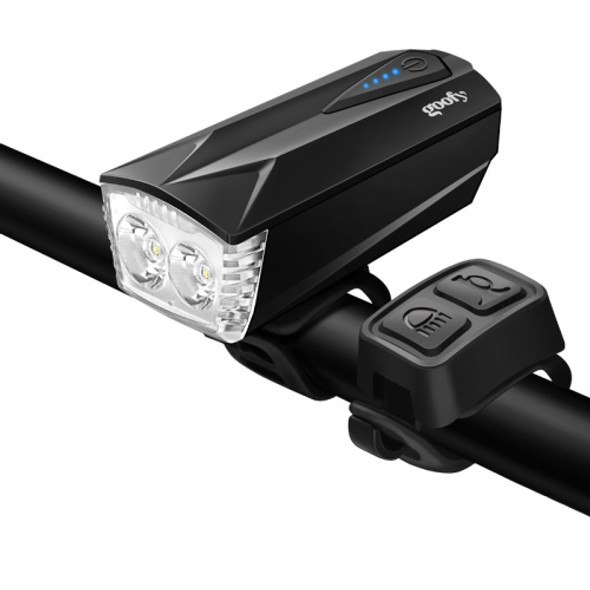 GOOFY DT-6105 Bicycle Horn Light Mountain Bike Front Light Warning Light Specification: Double Head Charging (5 Watt Black)