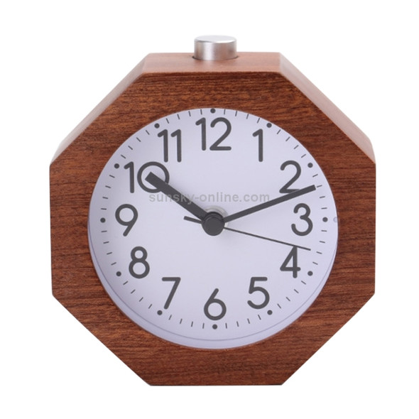 Solid Wood Silent Snooze Alarm Clock with Pointer(Octagonal Dark)