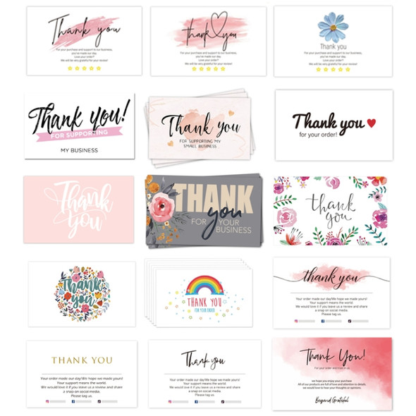 200 PCS Coated Paper Thank You Card Gift Card Packaging English Card(Q11)