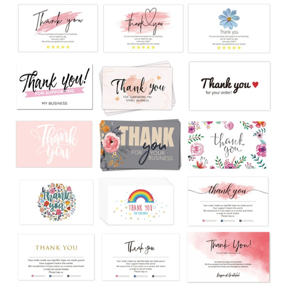 200 PCS Coated Paper Thank You Card Gift Card Packaging English Card(Q9)