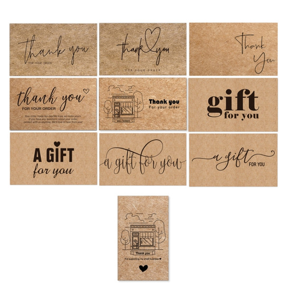 200 PCS Coated Paper Thank You Card Gift Card Packaging English Card(K6)