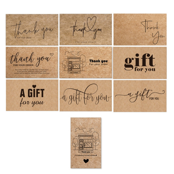 200 PCS Coated Paper Thank You Card Gift Card Packaging English Card(K2)