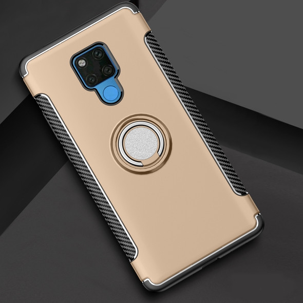 Shockproof Car Magnetic Case with 360 Degree Rotating Armor Ring for Huawei Mate 20 X(Gold)