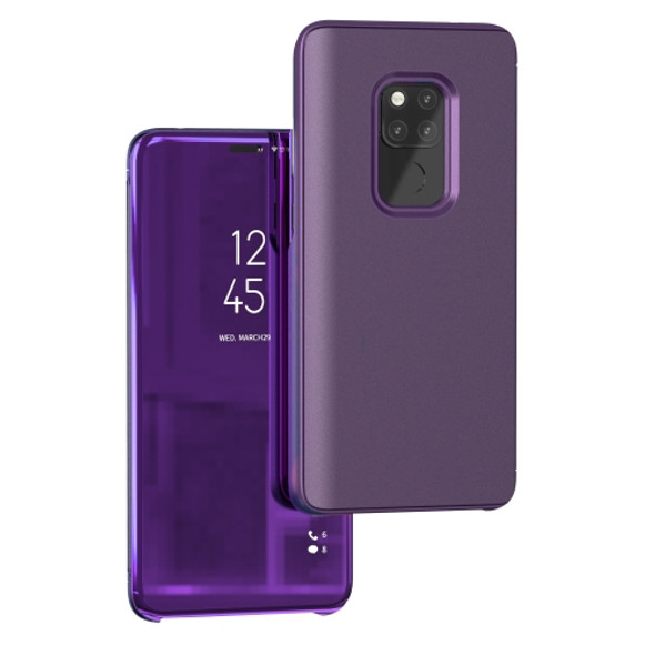 Mirror Clear View Horizontal Flip PU Smart Leather Case for Huawei Mate 20, with Holder (Purple)