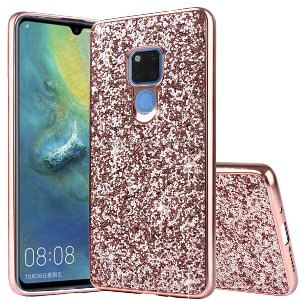 Glittery Powder Shockproof TPU Case for Huawei Mate 20 (Rose Gold)