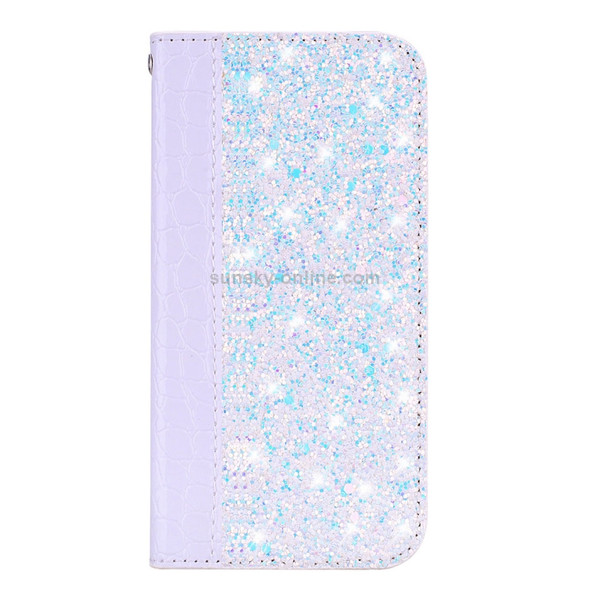 Crocodile Texture Glitter Powder Horizontal Flip Leather Case for Huawei Mate 20 Pro, with Card Slots & Holder (White)