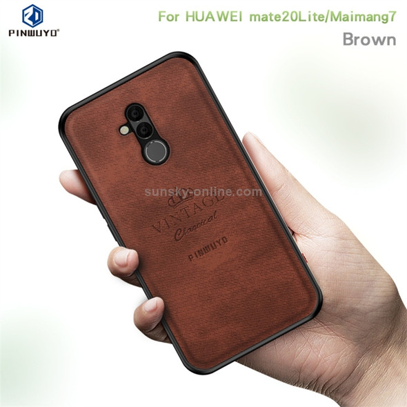 PINWUYO Shockproof Waterproof Full Coverage PC + TPU + Skin Protective Case for Huawei Mate 20 Lite / Maimang 7 (Brown)