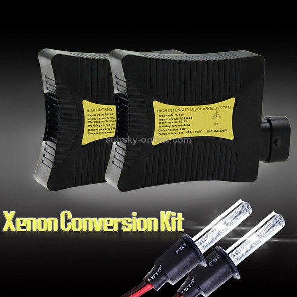 55W H3 4300K 3200LM HID Xenon Light Conversion Kit with High Intensity Discharge Slim Ballast, Warm White