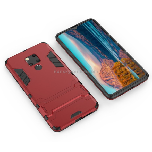 Shockproof PC + TPU Case for Huawei Mate 20 X, with Holder(Red)