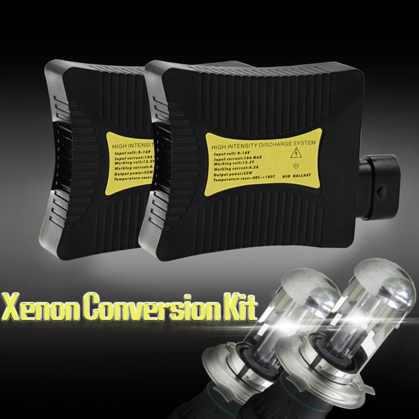 55W H4/HB2/9003 4300K HID Xenon Light Conversion Kit with Slim Ballast High Intensity Discharge Lamp, Warm White