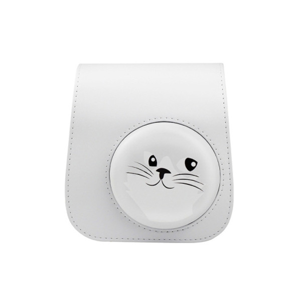 Cartoon Full Body Camera PU Leather Case Bag with Strap for FUJIFILM instax mini 9 / mini 11 / mini 8(Gray White Kitten)