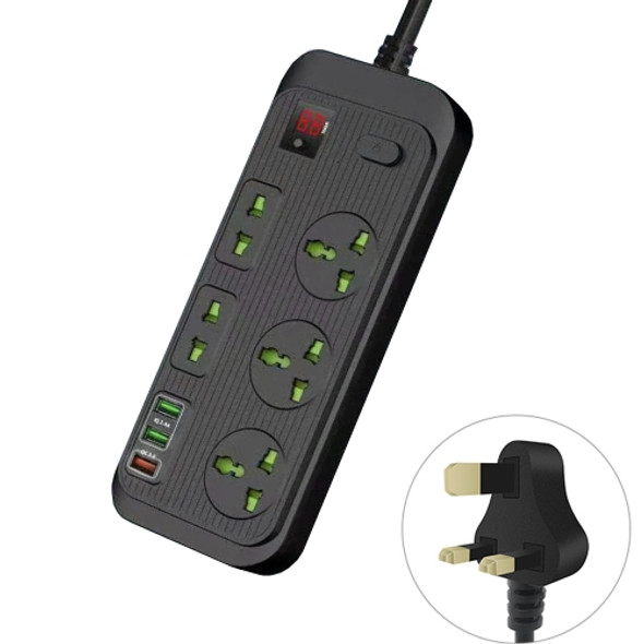 T17 3000W High-power 24-hour Smart Timing Socket QC3.0 USB Fast Charging Power Strip Socket , Cable Length: 2m, UK Plug(Black)